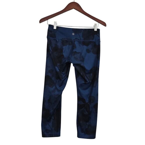 Lululemon Wunder Under Crop II Sz 6 Luxtreme Jumbo Inky Floral Black Inkwell - Picture 3 of 9